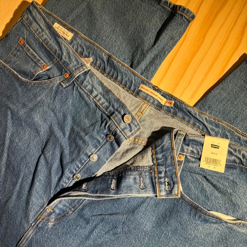 Levis Ribcage Straight Ankle Jeans Womens 24W Blue High Rise Button Fly NEW